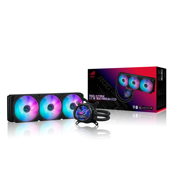 ASUS ROG Strix LC III 360 ARGB LCD CPU Liquid Cooling, 360mm Radiator, 3x ROG STRIX AF-12S ARGB 120mm Fans Black ASUS ROG Strix LC III 360 ARGB LCD CPU Liquid Cooling, 360mm Radiator, 3x ROG STRIX AF-12S ARGB 120mm Fans Black